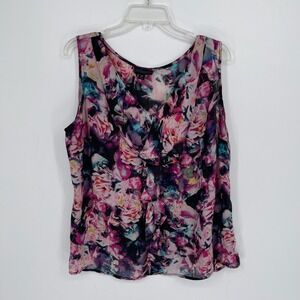 Worthington Women's Multicolor Floral Ruffle Sleeveless Blouse Tank Top Size 1X